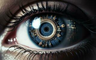 AI generated The Cybernetic Eye of Artificial Intelligence Transforms Human Vision photo