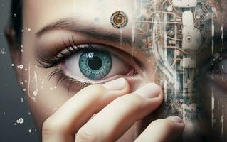 AI generated The Cybernetic Eye of Artificial Intelligence Transforms Human Vision photo