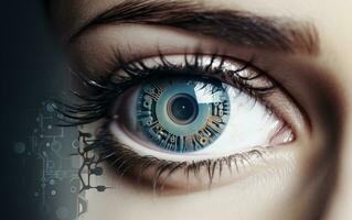 AI generated The Cybernetic Eye of Artificial Intelligence Transforms Human Vision photo