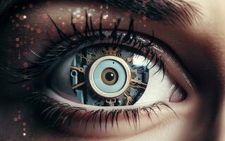 AI generated The Cybernetic Eye of Artificial Intelligence Transforms Human Vision photo