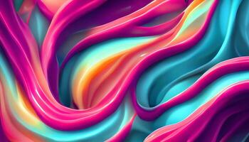 AI generated Wave fluid abstract background. Swirl flow liquid lines. Gel texture. photo
