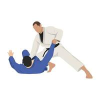 Two Brazilian Jiu Jitsu Athletes fighting choke. vector