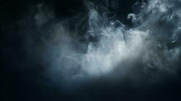 Black background with gray smoke a horror vibe, Generative AI. photo