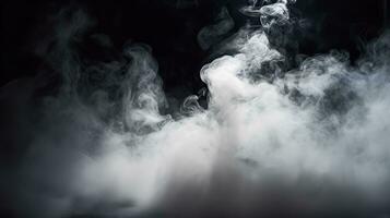 Black background with gray smoke a horror vibe, Generative AI. photo