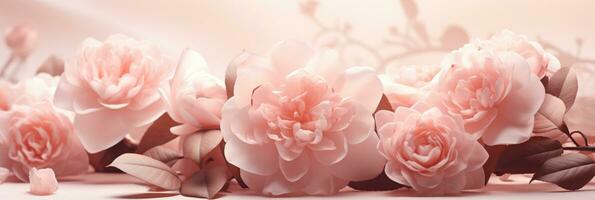 AI generated Elegant Camellia in Pastel Shades, A Valentines Day Concept Background photo