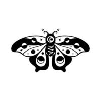 Celestial Butterfly Doodle Illustration. Hand Drawn Beautiful Line Art Butterfly Tattoo. This boho butterfly  are good for design of mystical project, card and poster making, decoration clothes, etc vector