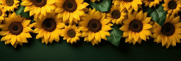 AI generated Radiant Golden Sunflower with Yellow and Green Hues St Valentines Day Themed Background photo