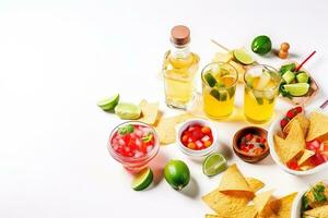 AI generated mexican food with chips, lime and other ingredients photo