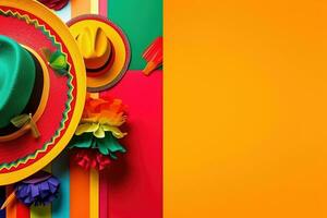 AI generated colorful mexican hat and other items on a colorful background photo