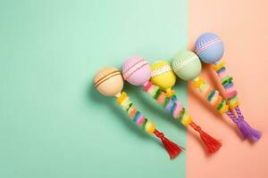 AI generated colorful easter eggs on a colorful background photo