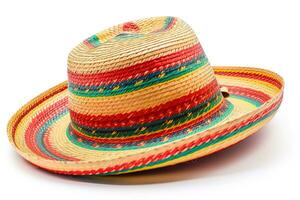 AI generated a straw hat with colorful stripes on it photo