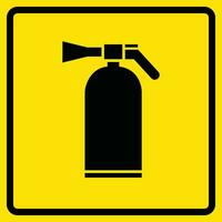 Fire Extinguisher Sign, Sticker With Yellow Background, For Print, Plot, Cut. vector