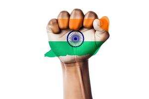 AI generated a fist with the india flag painted on it photo