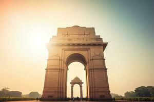 ai generado el India portón es un Monumento en nuevo Delhi foto