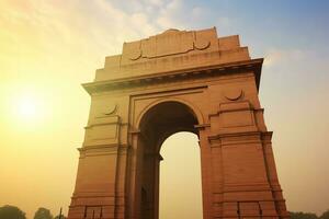 ai generado el India portón es un Monumento en nuevo Delhi foto