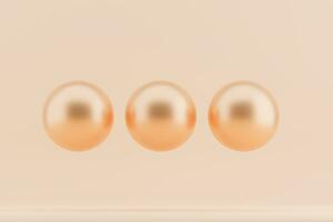 Minimalist metal spheres peach fuzz color of the year 2024 3d elements. photo