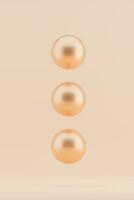 Minimalist metal spheres peach fuzz color of the year 2024 3d elements. photo