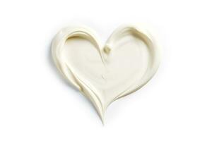 AI generated Hand cream smear in the shape of heart isolated on white background. AI generated photo