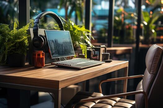 AI generated Chic Office Vibes Image of a Modern Workplace office place concept Generative AI photo