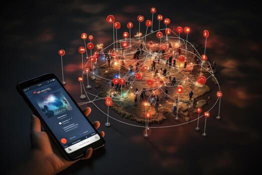 ai generado en línea parentesco realismo en un conceptual imagen representando un social red con mano dibujado mejoras generativo ai foto