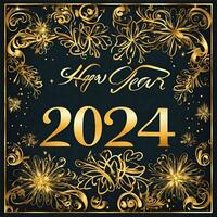 AI generated 2024 New Year greeting background with fireworks photo