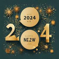 AI generated 2024 New Year greeting background with fireworks photo