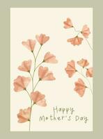 Mother's day greeting card with watercolor flowers. Backgrounds with realistic drawing wildflowers. vector