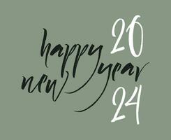 Happy New Year 2024 Abstract Black And White Graphic Design Vector Logo Symbol Illustration With Gray Background