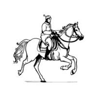 AI generated silhouette of person riding a horse vector