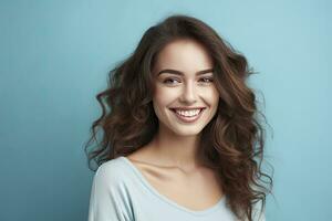 AI generated Cheerful smiley Young woman portrait photo