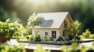 AI generated Modern eco friendly model house photo