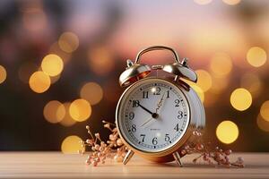 AI generated Alarm clock on Bokeh background photo