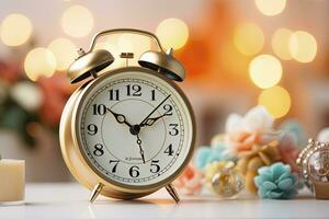 AI generated Alarm clock on Bokeh background photo