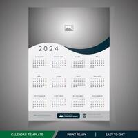 Wall Calendar 2024 one page Design 12 months template vector