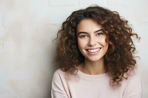 AI generated Cheerful smiley Young woman portrait photo