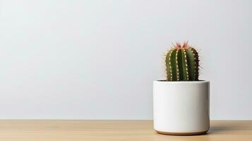 AI generated small barrel cactus in a terracotta pot photo