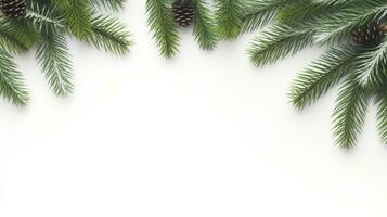 AI generated realistic pine branches christmas background photo