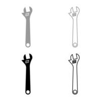 Monkey wrench adjustable spanner divorce key set icon grey black color vector illustration image solid fill outline contour line thin flat style