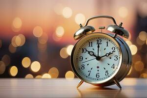 AI generated Alarm clock on Bokeh background photo