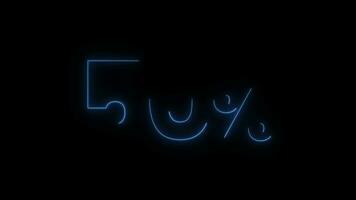Animation 50 Prozent aus Neon- Text. video