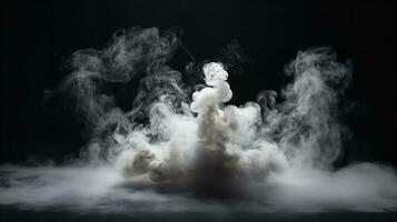 Black background with gray smoke a horror vibe, Generative AI. photo