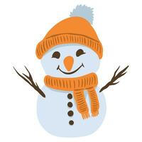 a cartoon snowman wearing a hat and scarf vector