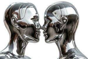 ai generado metal escultura de un Pareja foto