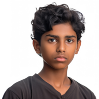 AI generated Tamil boy isolated on transparent background. Portrait of pakistani teenager png