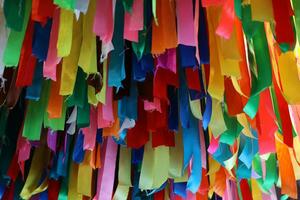 Colorful ribbons are fluttering in the wind. Abstract multicolored background photo