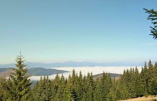 Mount Hoverla hanging peak of the Ukrainian Carpathians against the background of the sky photo