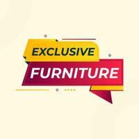 Exclusive furniture for sale banner label clipart vector