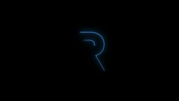 Animation Neon Light Blue Color Alphabet R video