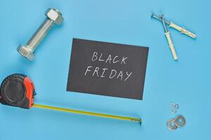 Black friday in hardware store concept photo