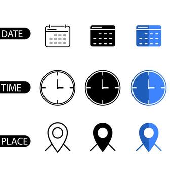 Time, place and date icon symbol, vector icon design for business